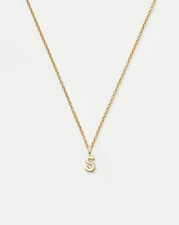 Fine Initial Mini Pendant Necklace - S | 14ct Solid Gold Necklaces Missoma 