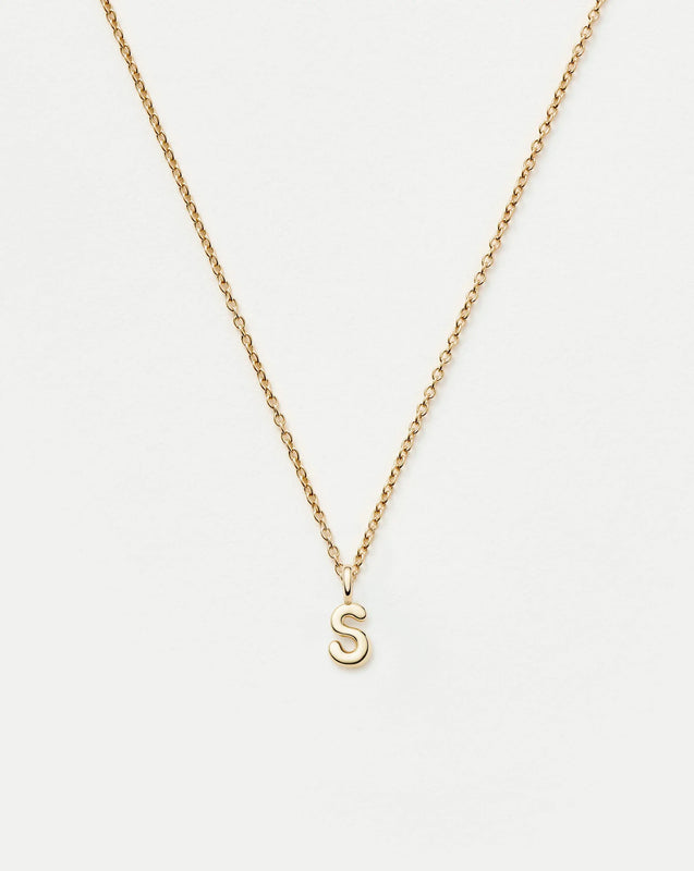 Solid Gold Initial Mini Pendant Necklace - S | 14ct Solid Gold