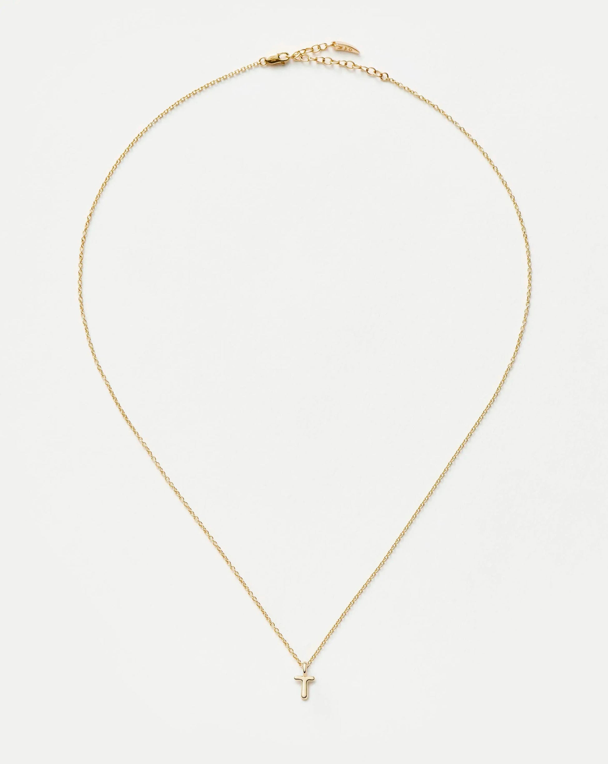 Fine Initial Mini Pendant Necklace - T | 14ct Solid Gold Necklaces Missoma 