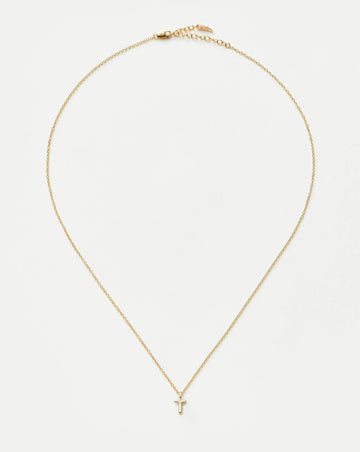 Fine Initial Mini Pendant Necklace - T | 14ct Solid Gold Necklaces Missoma 