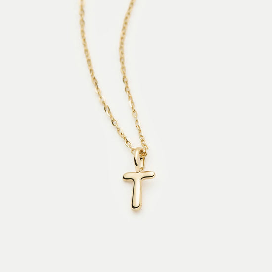 Fine Initial Mini Pendant Necklace - T | 14ct Solid Gold Necklaces Missoma 