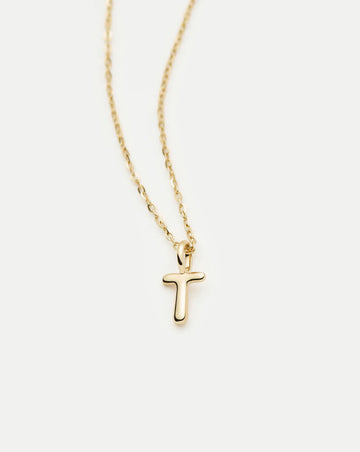Fine Initial Mini Pendant Necklace - T | 14ct Solid Gold Necklaces Missoma 