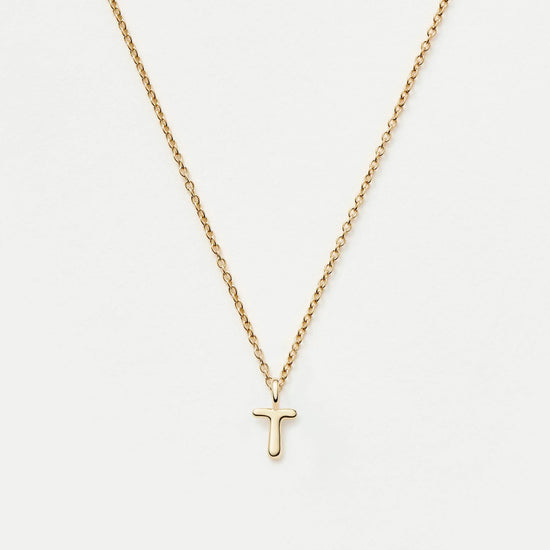 Fine Initial Mini Pendant Necklace - T | 14ct Solid Gold Necklaces Missoma 