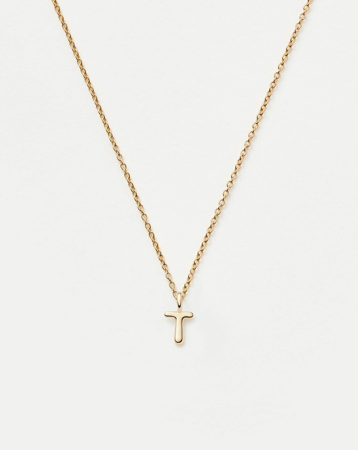 Fine Initial Mini Pendant Necklace - T | 14ct Solid Gold Necklaces Missoma 