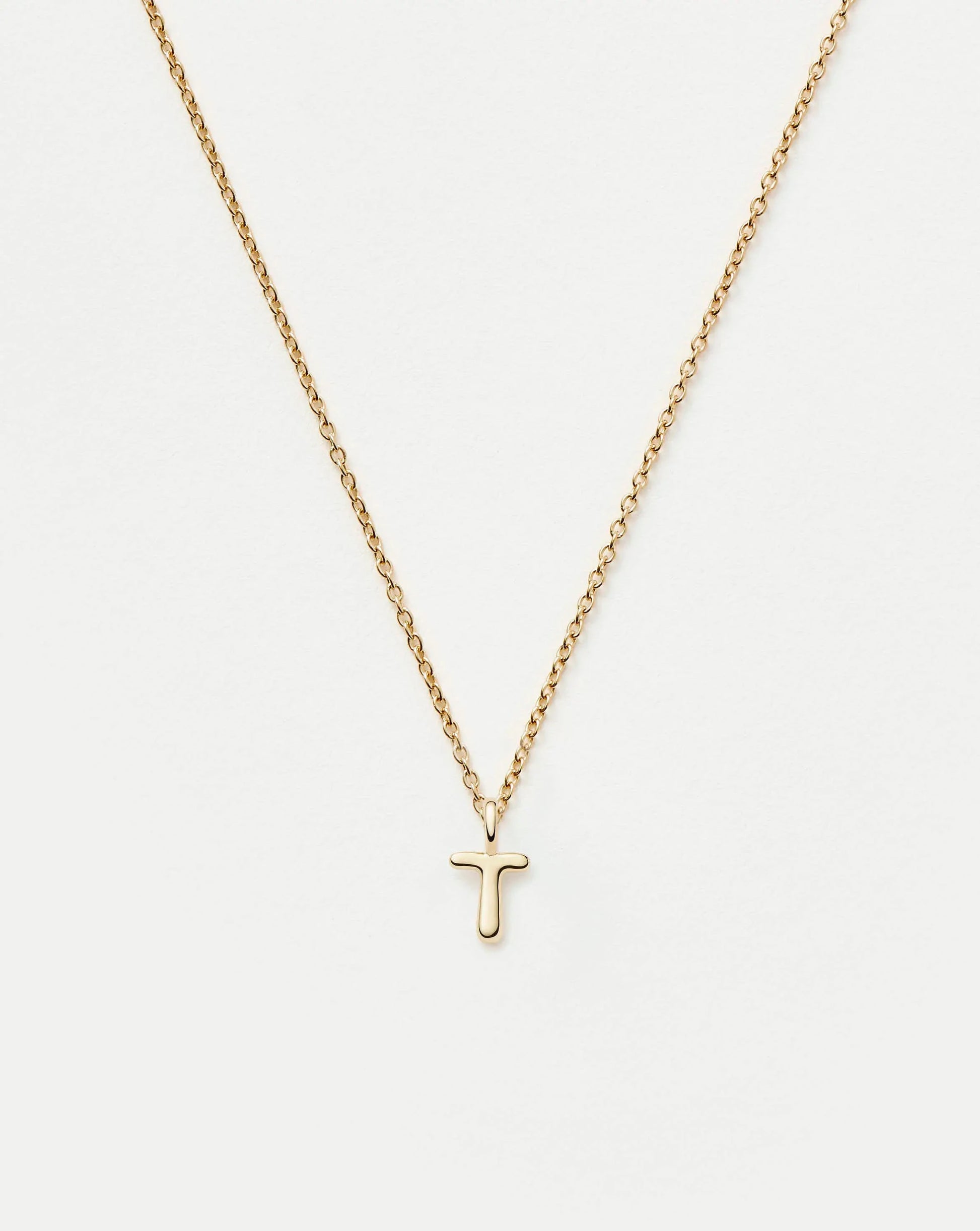 Fine Initial Mini Pendant Necklace - T | 14ct Solid Gold Necklaces Missoma 