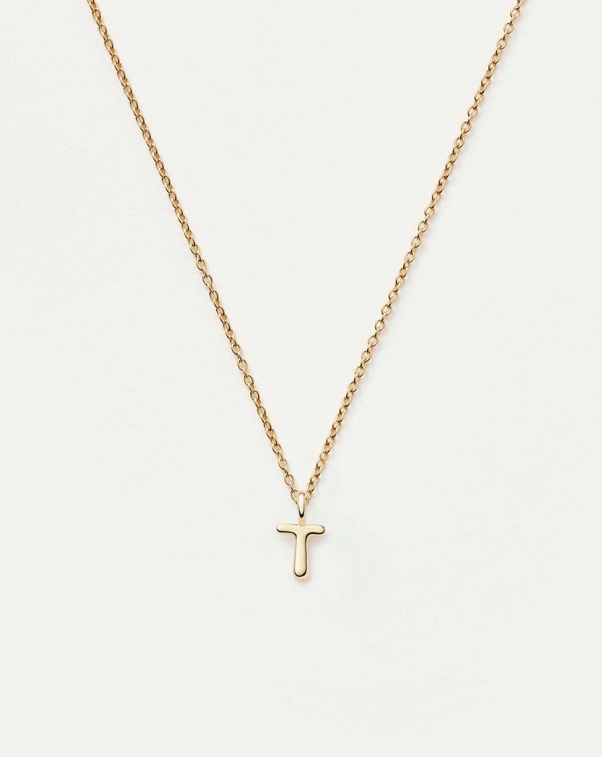 Fine Initial Mini Pendant Necklace - T | 14ct Solid Gold Necklaces Missoma 