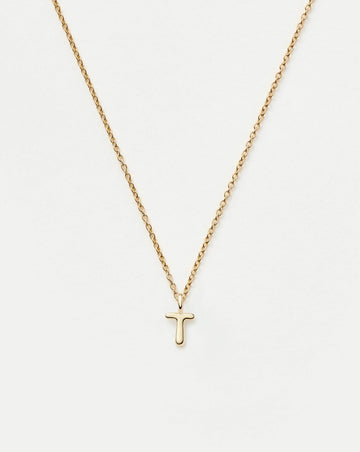 Fine Initial Mini Pendant Necklace - T | 14ct Solid Gold Necklaces Missoma 