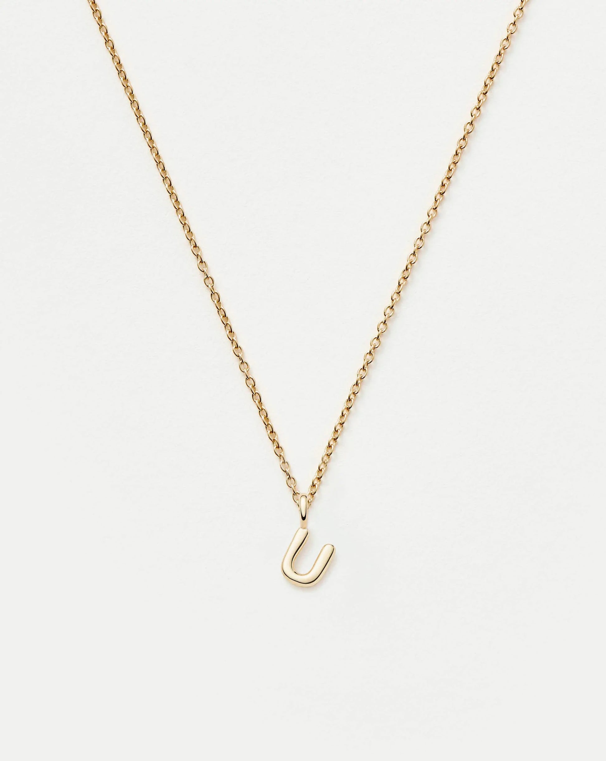 Fine Initial Mini Pendant Necklace - U | 14ct Solid Gold Necklaces Missoma 