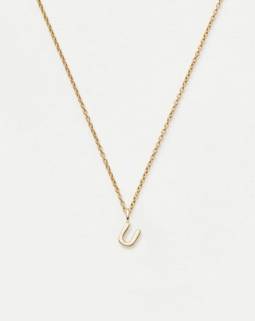 Fine Initial Mini Pendant Necklace - U | 14ct Solid Gold Necklaces Missoma 