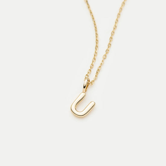 Fine Initial Mini Pendant Necklace - U | 14ct Solid Gold Necklaces Missoma 