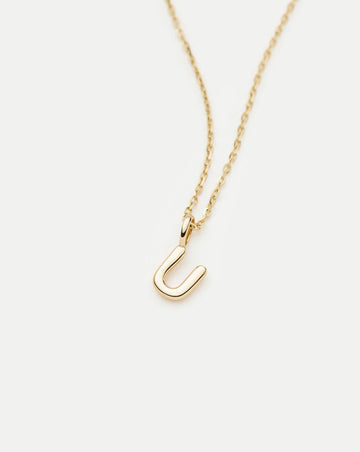 Fine Initial Mini Pendant Necklace - U | 14ct Solid Gold Necklaces Missoma 