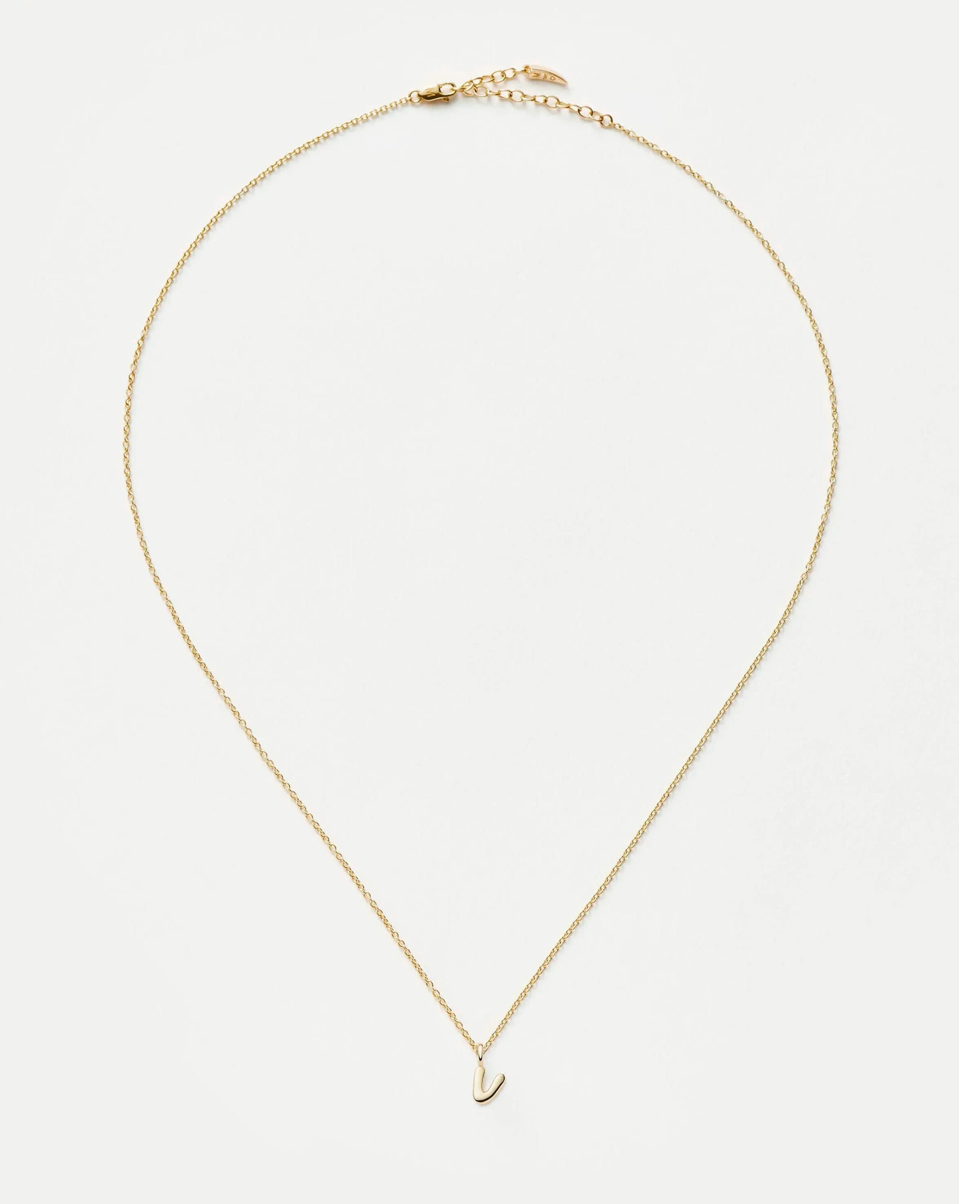 Fine Initial Mini Pendant Necklace - V | 14ct Solid Gold Necklaces Missoma 
