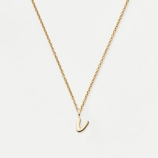 Fine Initial Mini Pendant Necklace - V | 14ct Solid Gold Necklaces Missoma 