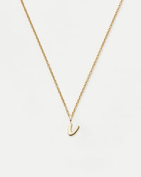 Fine Initial Mini Pendant Necklace - V | 14ct Solid Gold Necklaces Missoma 