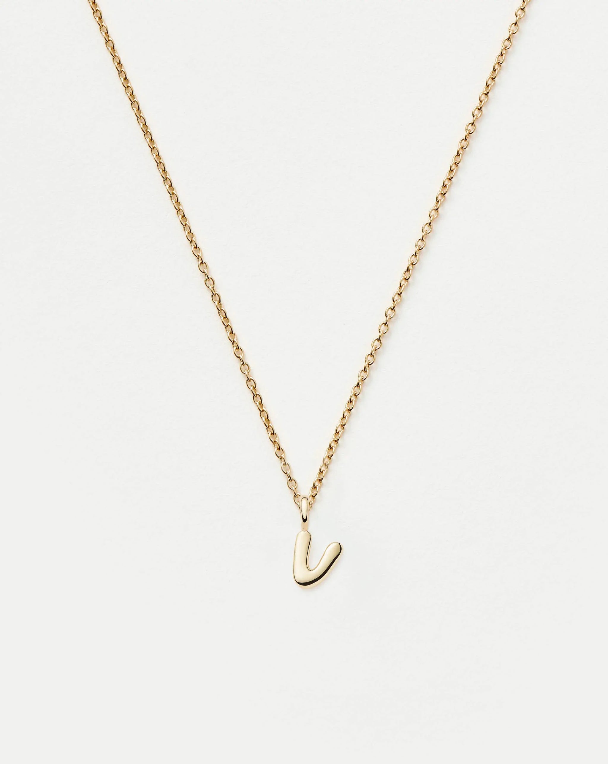 Fine Initial Mini Pendant Necklace - V | 14ct Solid Gold Necklaces Missoma 
