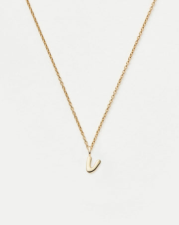 Fine Initial Mini Pendant Necklace - V | 14ct Solid Gold Necklaces Missoma 