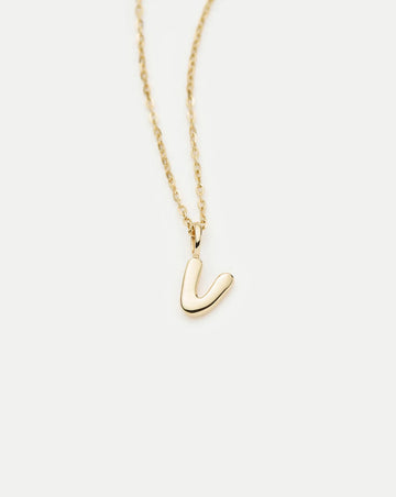 Fine Initial Mini Pendant Necklace - V | 14ct Solid Gold Necklaces Missoma 