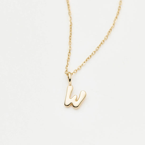 Fine Initial Mini Pendant Necklace - W | 14ct Solid Gold Necklaces Missoma 
