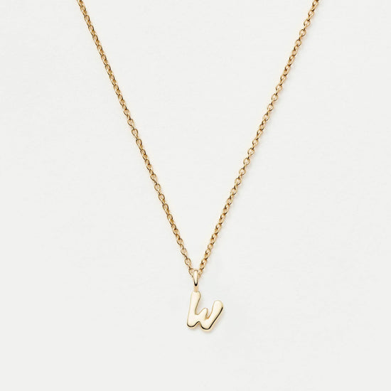 Fine Initial Mini Pendant Necklace - W | 14ct Solid Gold Necklaces Missoma 