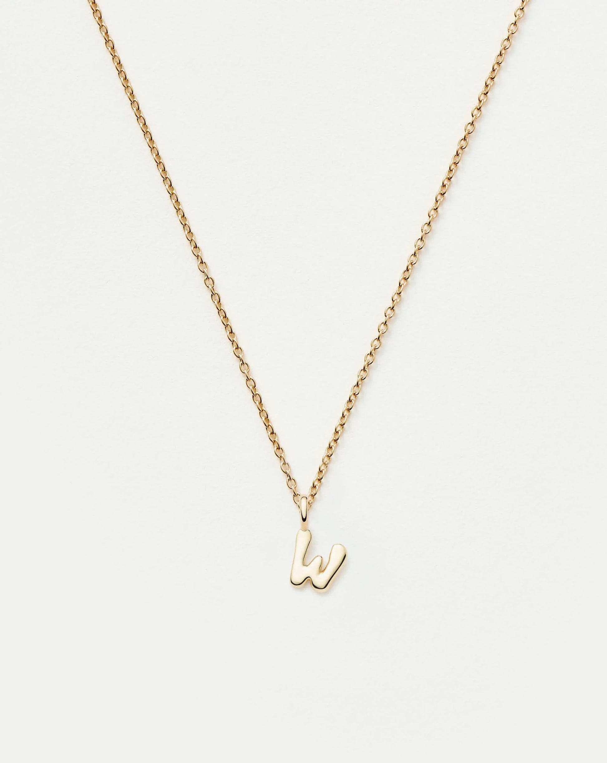 Fine Initial Mini Pendant Necklace - W | 14ct Solid Gold Necklaces Missoma 