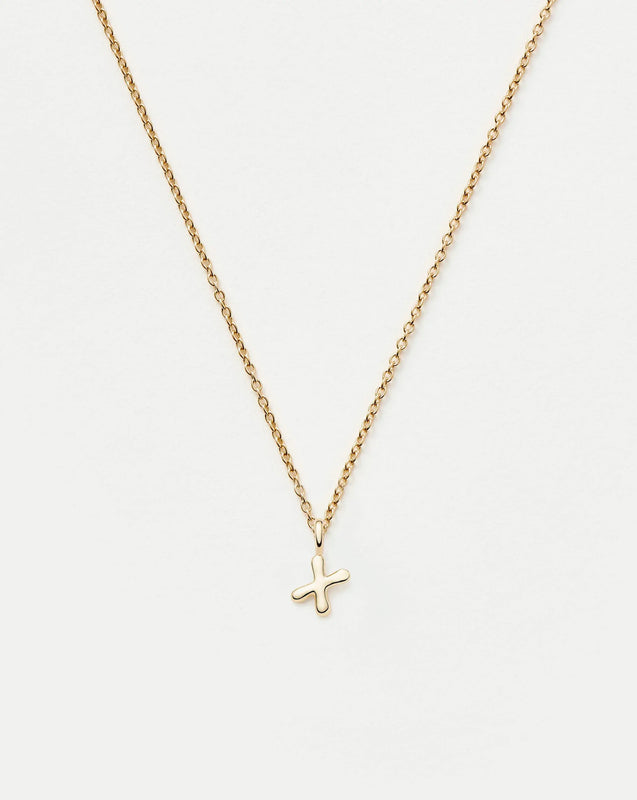 Solid Gold Initial Mini Pendant Necklace - X | 14ct Solid Gold