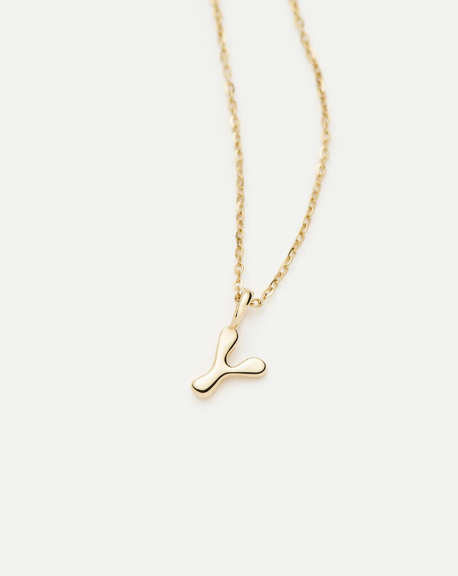 Fine Initial Mini Pendant Necklace - Y | 14ct Solid Gold Necklaces Missoma 