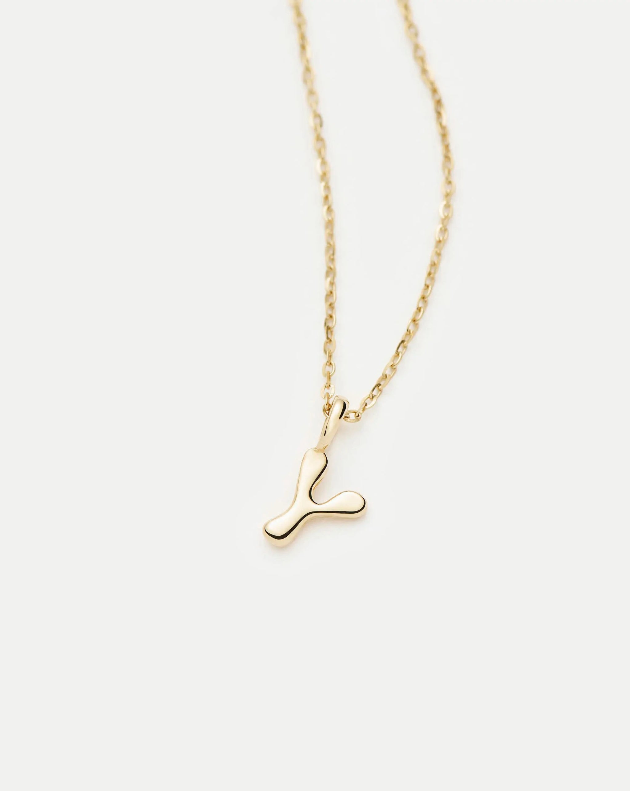 Fine Initial Mini Pendant Necklace - Y | 14ct Solid Gold Necklaces Missoma 