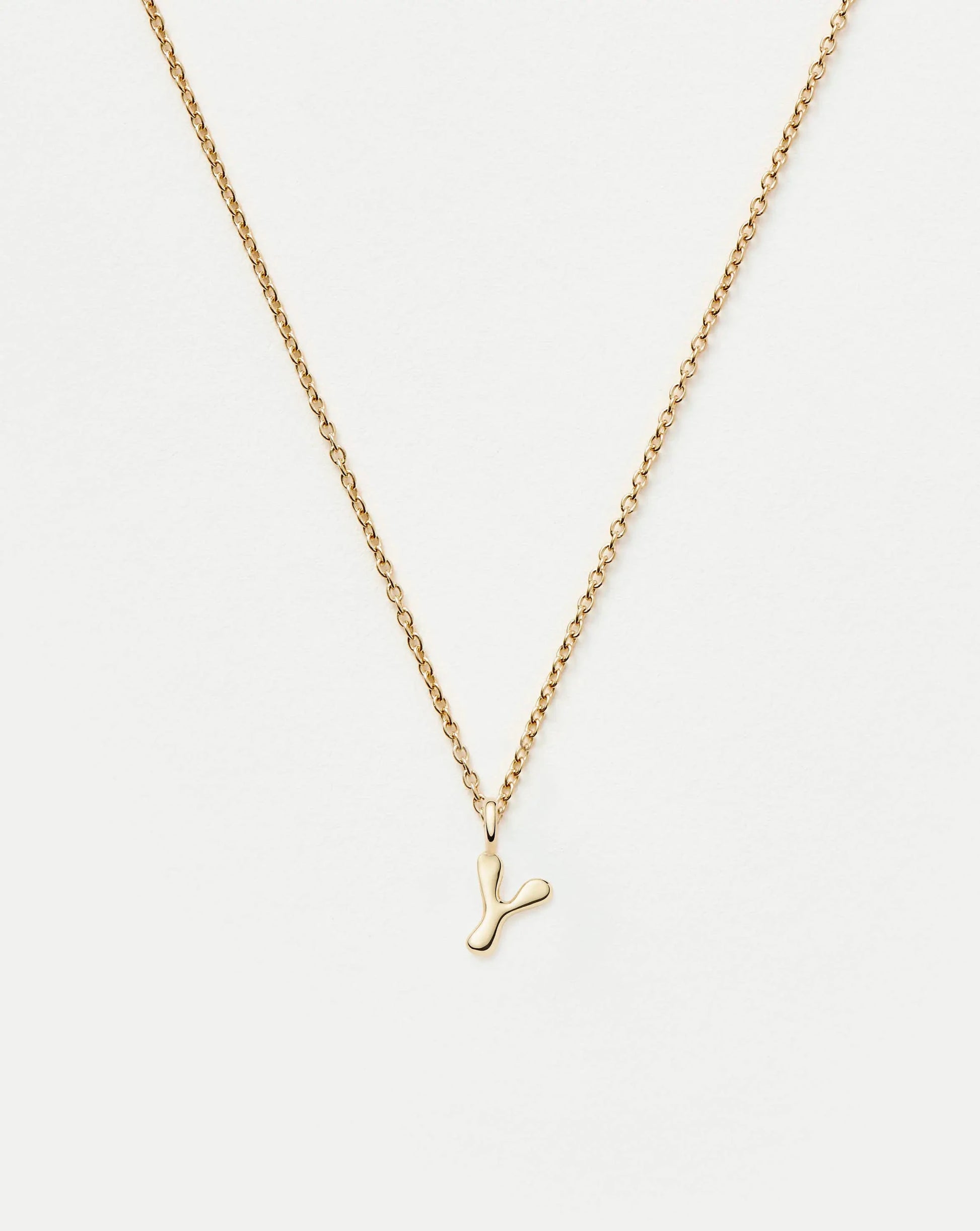 Fine Initial Mini Pendant Necklace - Y | 14ct Solid Gold Necklaces Missoma 