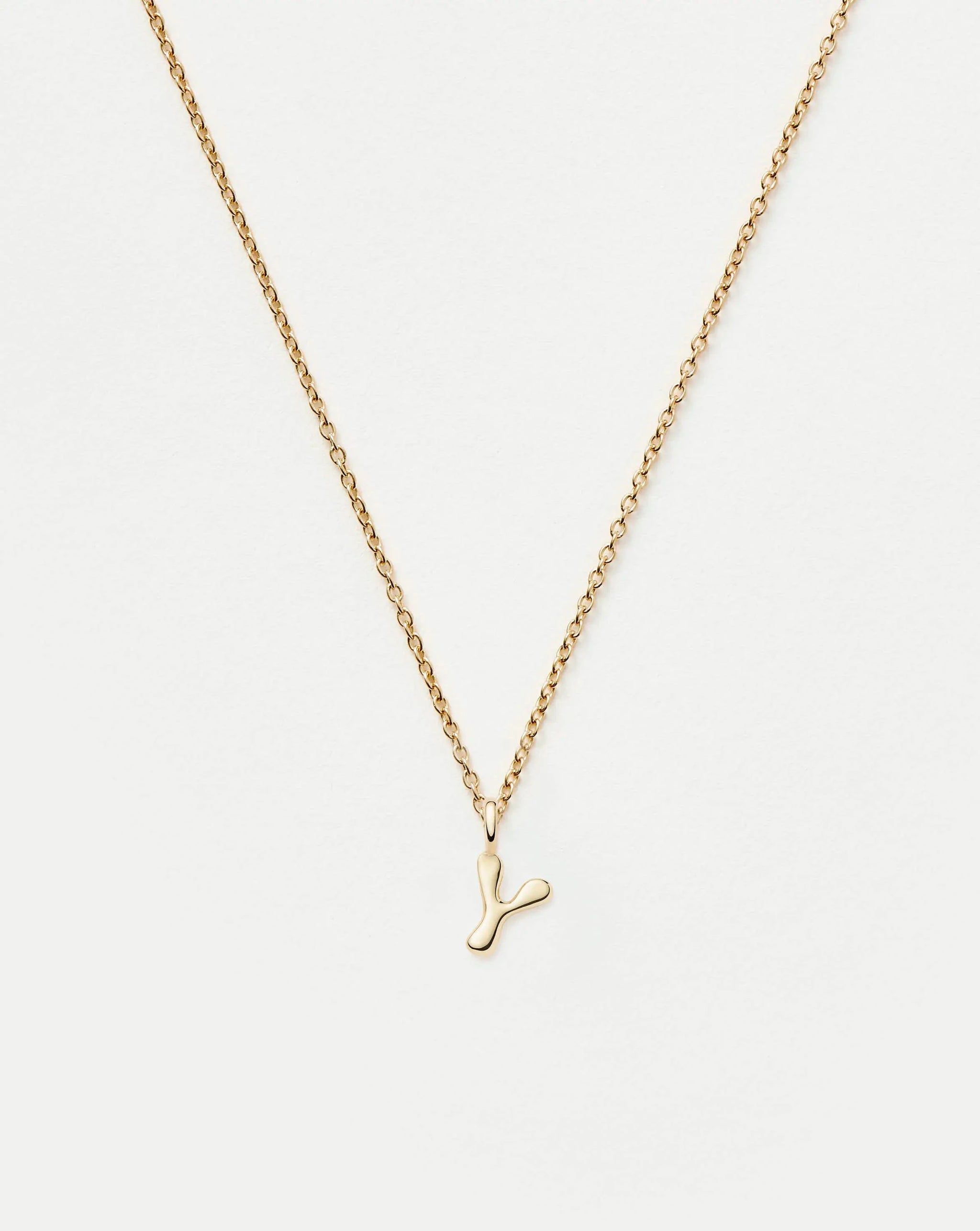 Fine Initial Mini Pendant Necklace - Y | 14ct Solid Gold Necklaces Missoma 