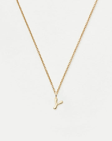Fine Initial Mini Pendant Necklace - Y | 14ct Solid Gold Necklaces Missoma 
