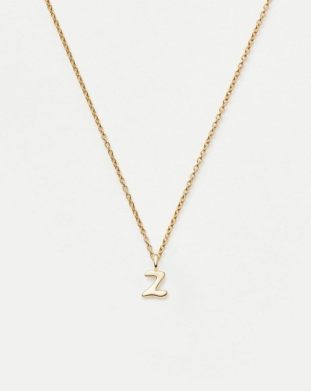 Solid Gold Initial Mini Pendant Necklace - Z | 14ct Solid Gold