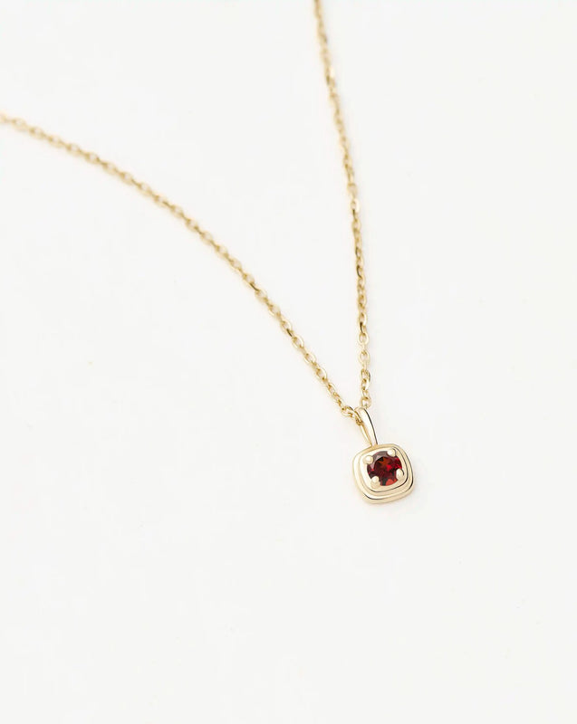 Solid Gold January Birthstone Pendant Necklace | 14ct Solid Gold/Garnet