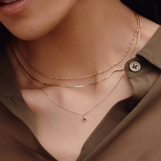 Fine January Birthstone Pendant Necklace | 14ct Solid Gold/Garnet Necklaces Missoma 