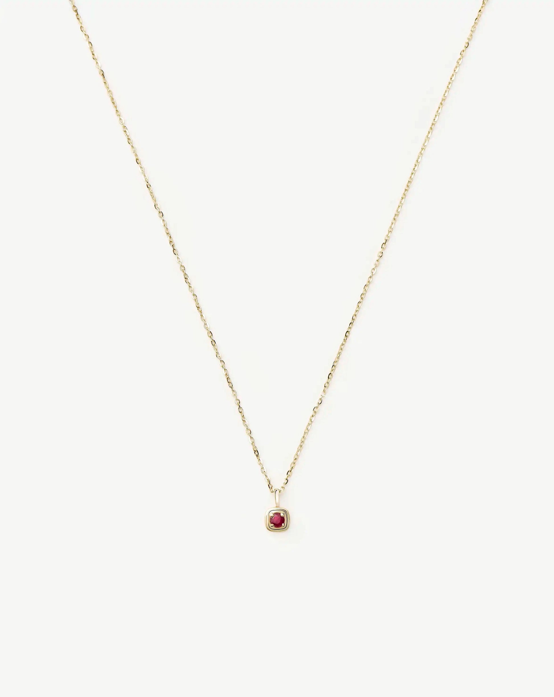 Fine July Birthstone Pendant Necklace | 14ct Solid Gold/Ruby Necklace Missoma 