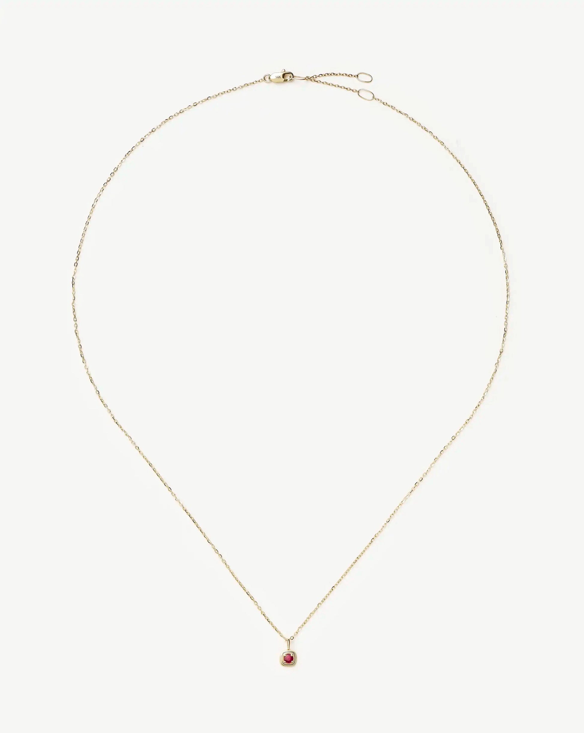 Fine July Birthstone Pendant Necklace | 14ct Solid Gold/Ruby Necklace Missoma 