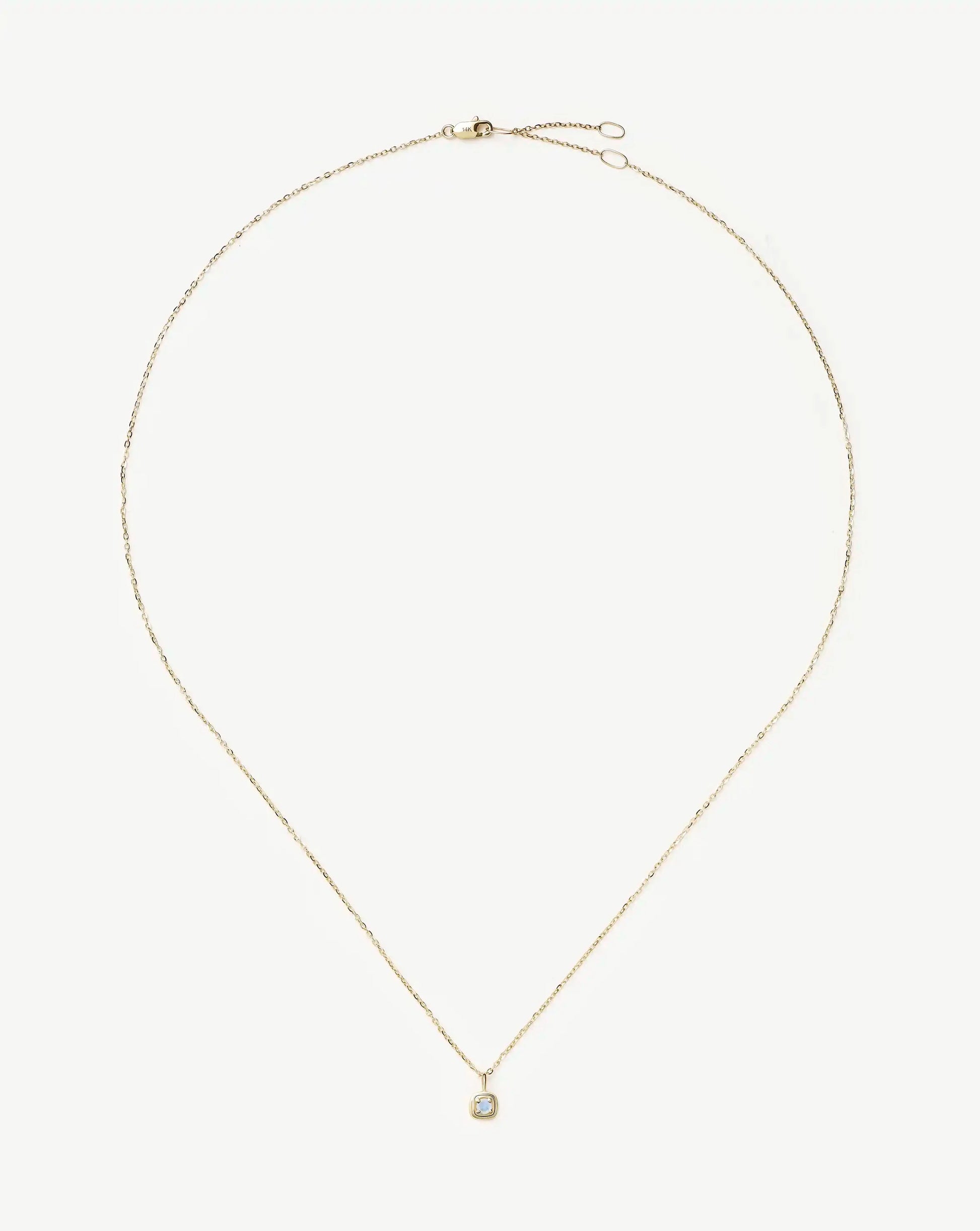 Fine June Birthstone Pendant Necklace | 14ct Solid Gold/Rainbow Moonstone Necklace Missoma 