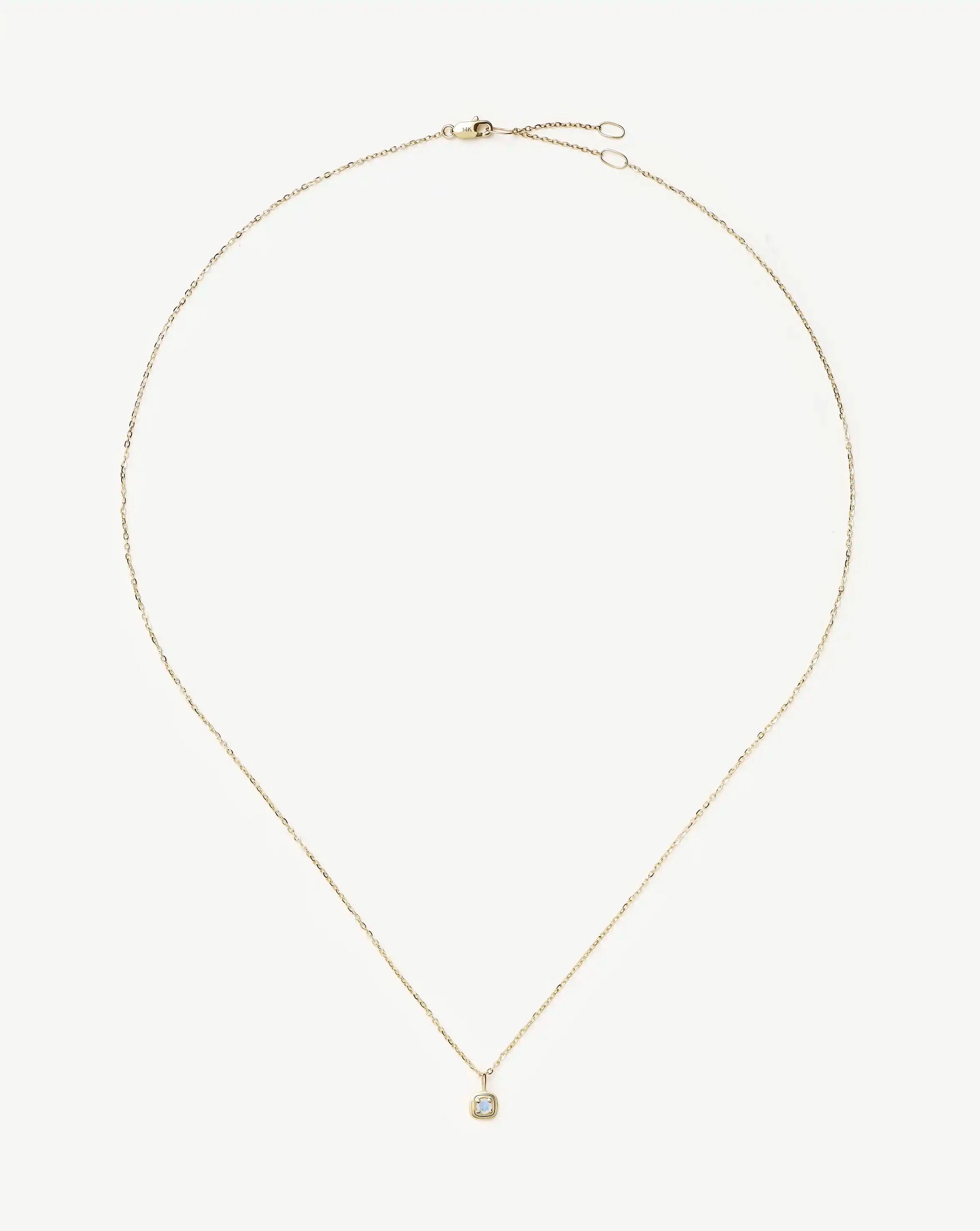 Fine June Birthstone Pendant Necklace | 14ct Solid Gold/Rainbow Moonstone Necklace Missoma 