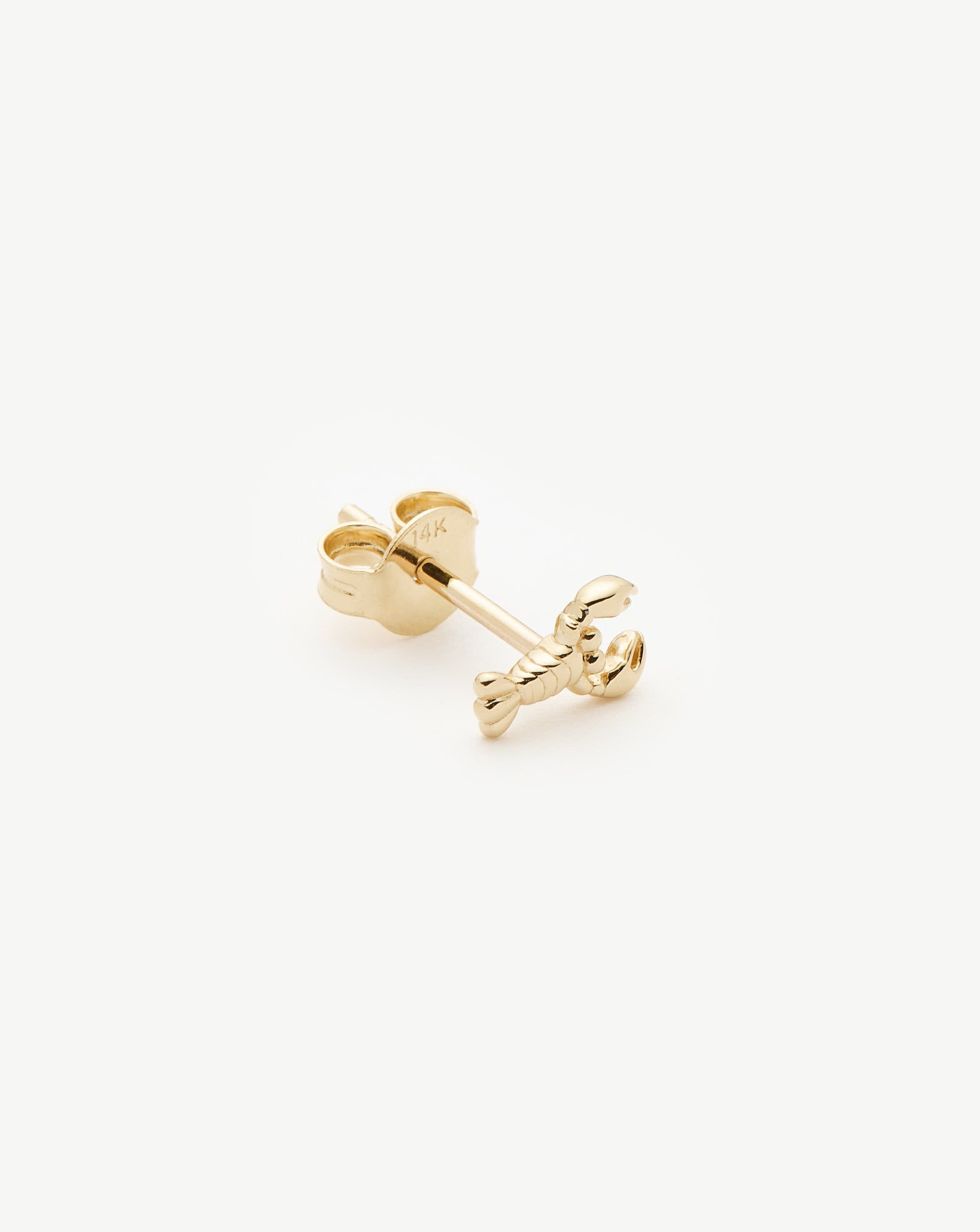 Fine Lobster Single Stud Earring | 14ct Solid Gold Earrings Missoma 