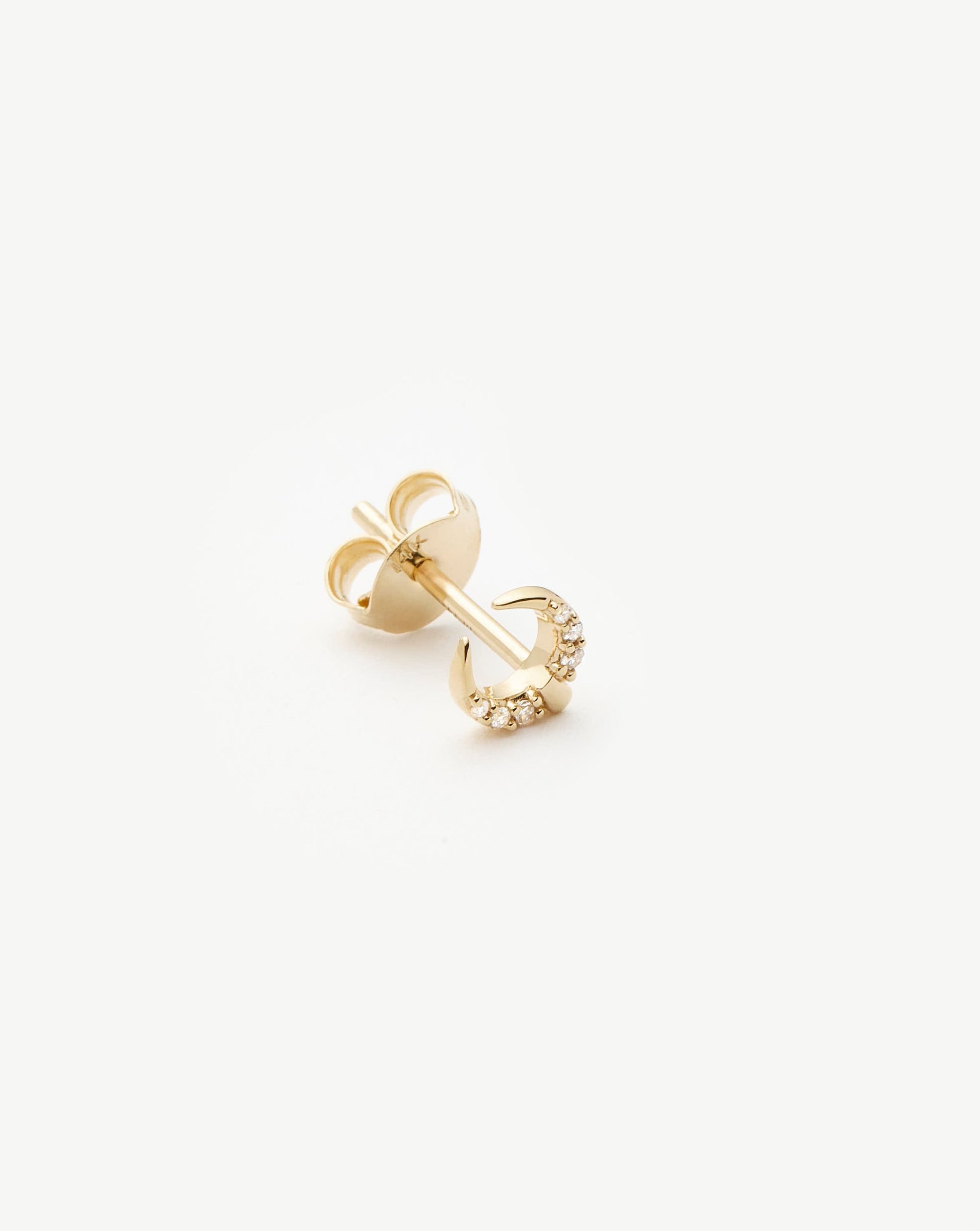 Fine Lucy Williams Horn Single Stud Earring | 14ct Solid Gold/Diamond Earrings Missoma 
