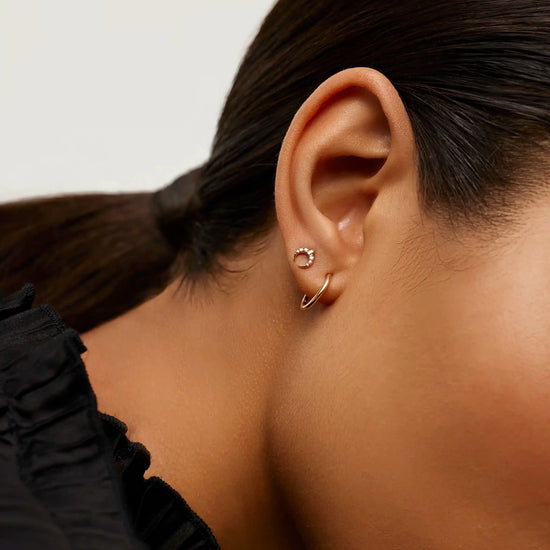 Fine Lucy Williams Horn Single Stud Earring | 14ct Solid Gold/Diamond Earrings Missoma 