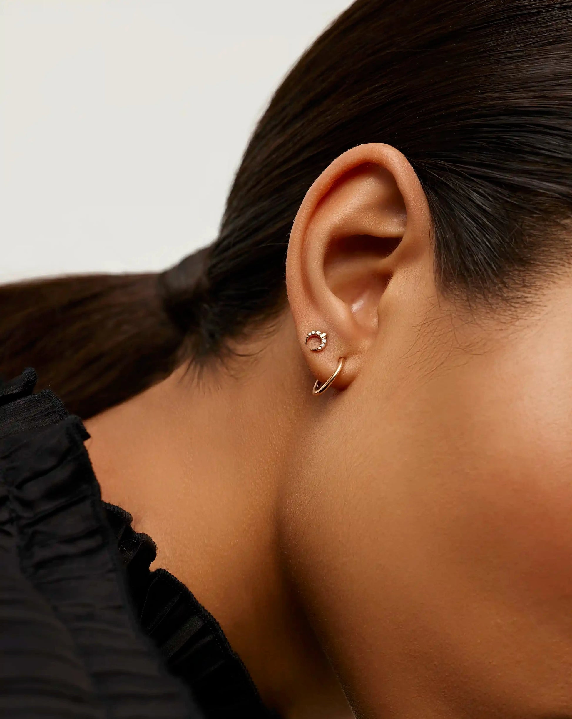 Fine Lucy Williams Horn Single Stud Earring | 14ct Solid Gold/Diamond Earrings Missoma 