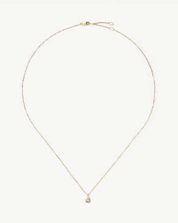 Fine March Birthstone Pendant Necklace | 14ct Solid Gold/Aquamarine Necklace Missoma 