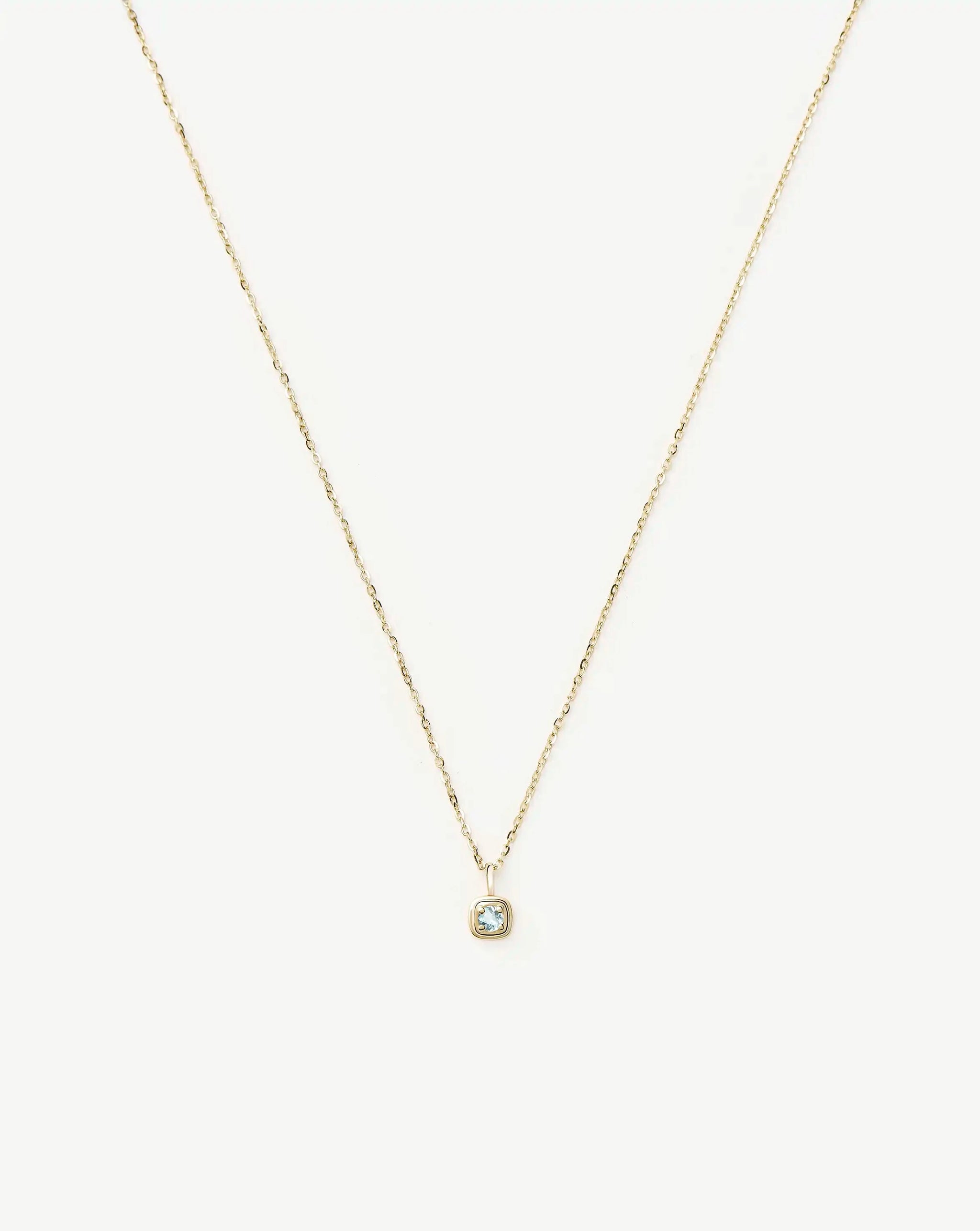Fine March Birthstone Pendant Necklace | 14ct Solid Gold/Aquamarine Necklace Missoma 
