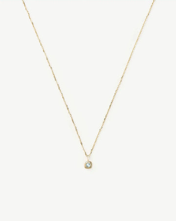 Fine March Birthstone Pendant Necklace | 14ct Solid Gold/Aquamarine Necklace Missoma 