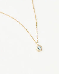 Fine March Birthstone Pendant Necklace | 14ct Solid Gold/Aquamarine Necklace Missoma 