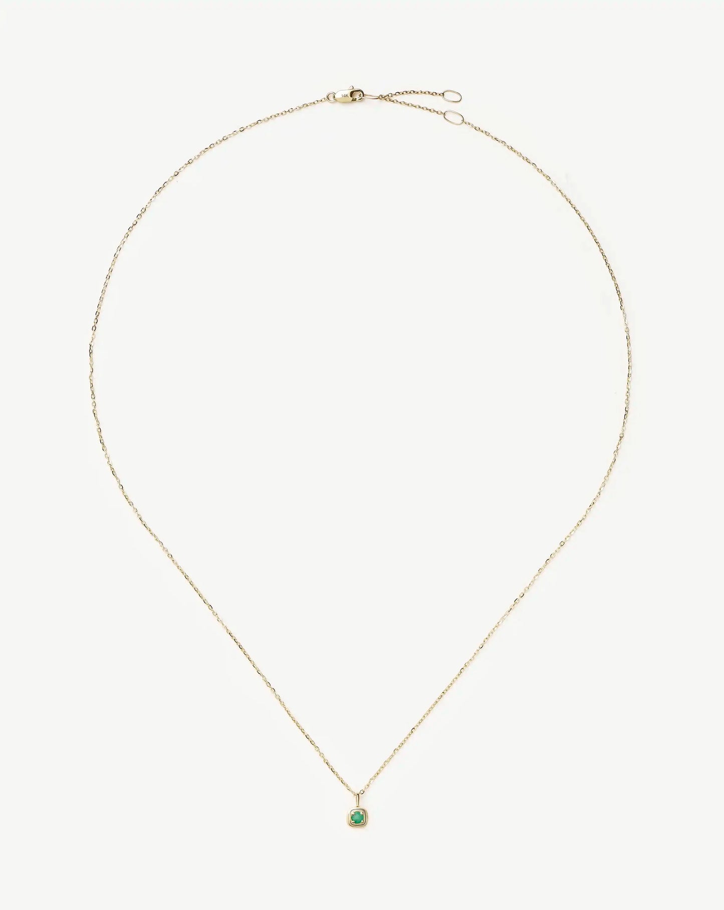 Fine May Birthstone Pendant Necklace | 14ct Solid Gold/Emerald Necklace Missoma 