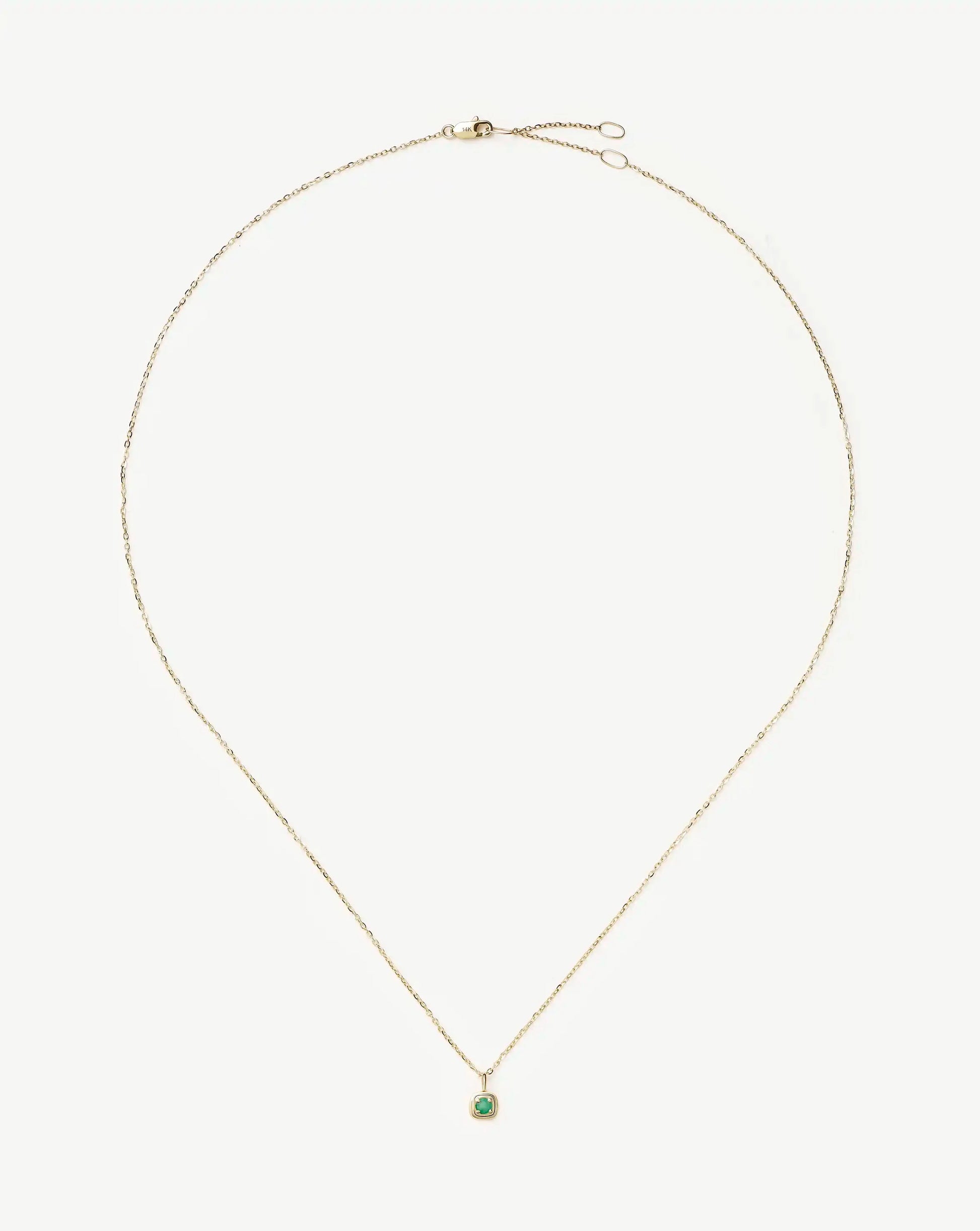 Fine May Birthstone Pendant Necklace | 14ct Solid Gold/Emerald Necklace Missoma 