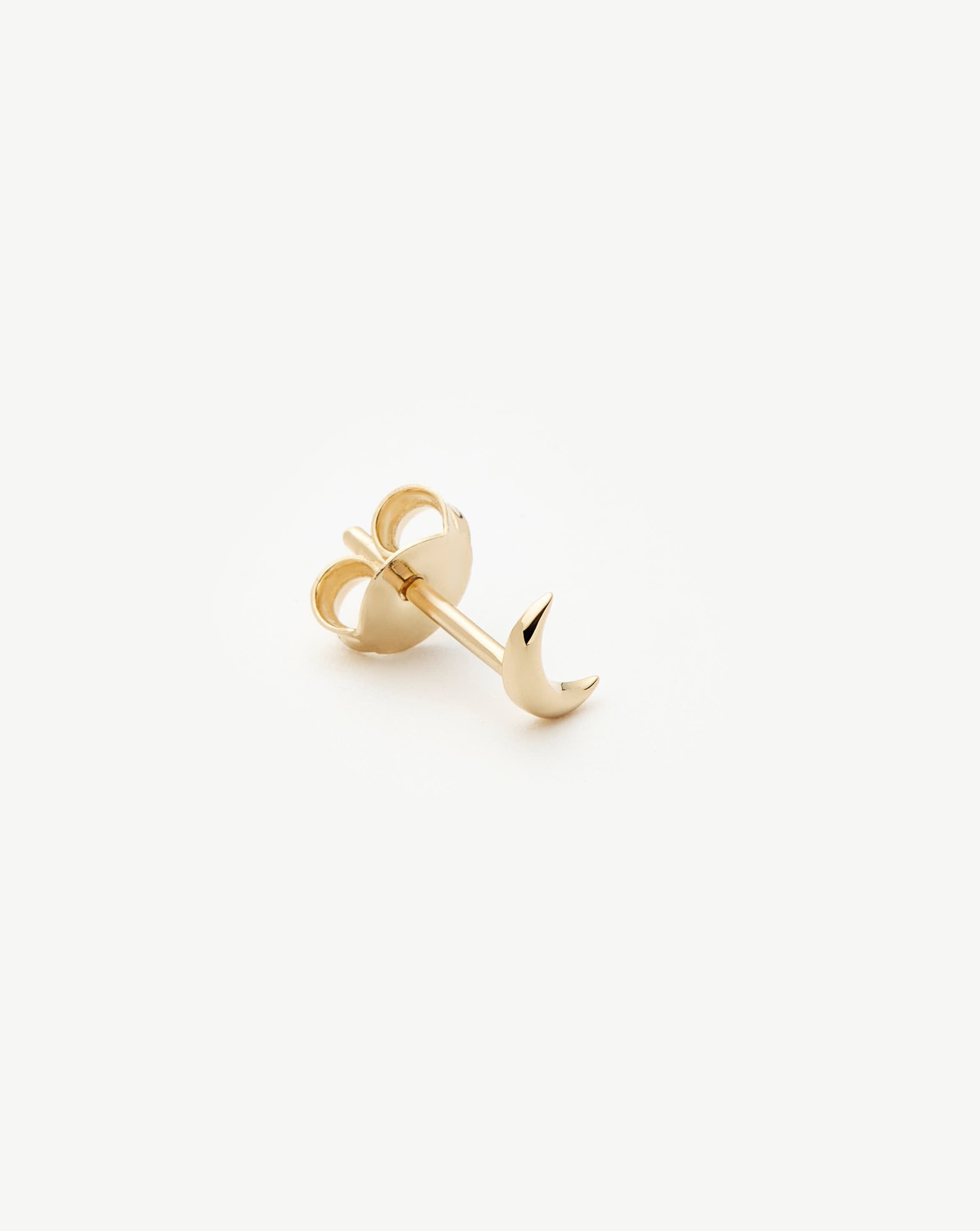 Fine Moon Single Stud Earring | 14ct Solid Gold Earrings Missoma 