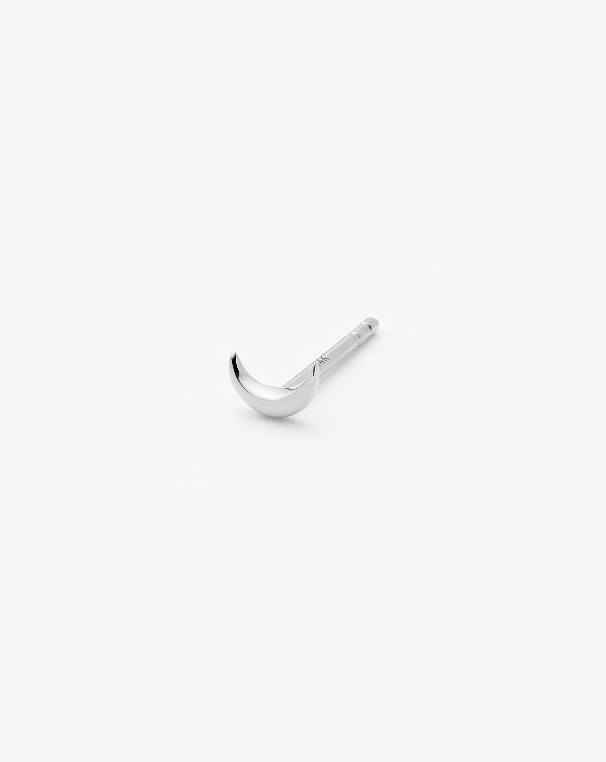 Fine Moon Single Stud Earring | 14ct Solid White Gold Earrings Missoma 