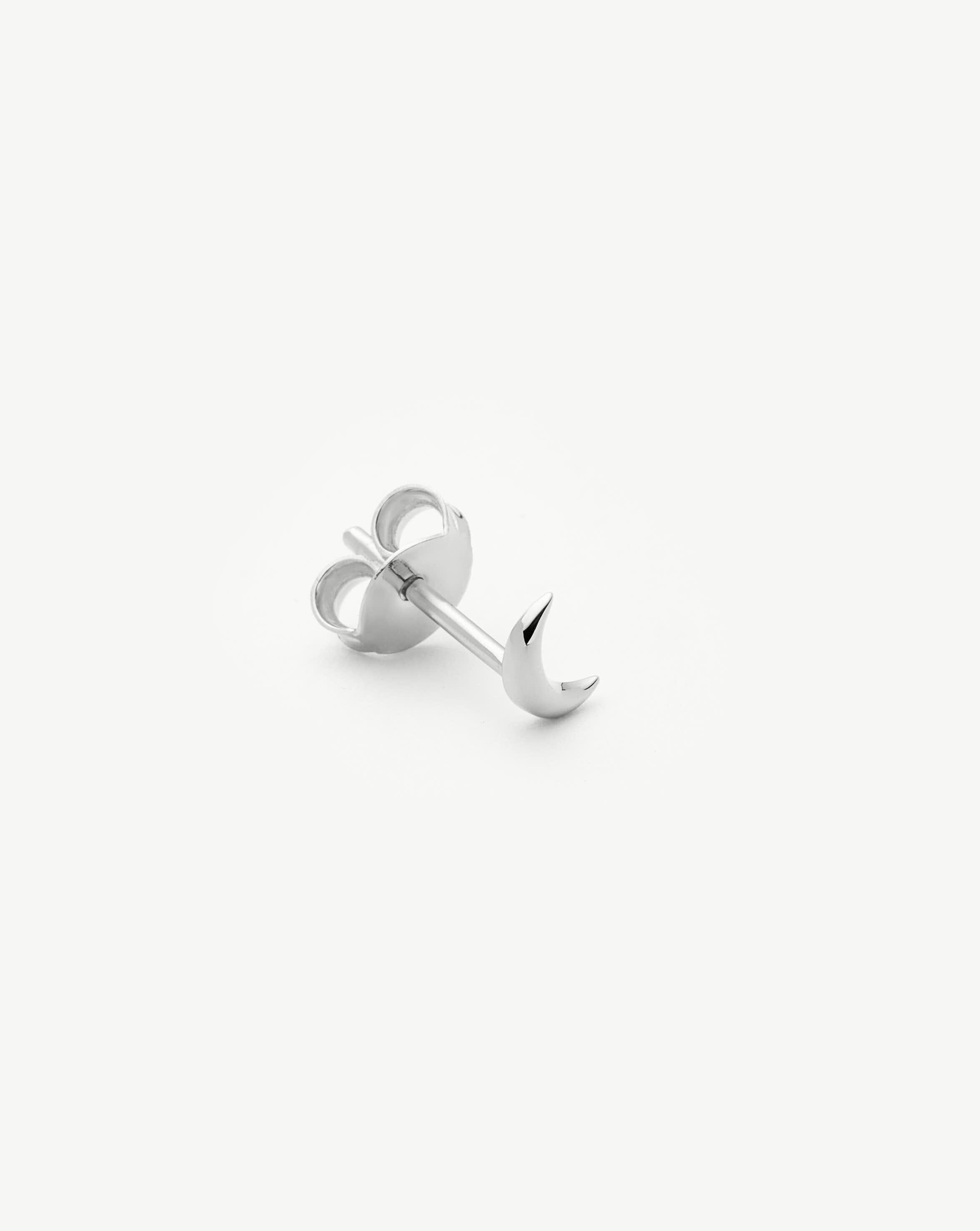Fine Moon Single Stud Earring | 14ct Solid White Gold Earrings Missoma 